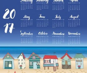 Calendars 2017 with beach house vector 04