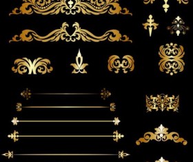 Calligraphic ornaments gold vector set 01