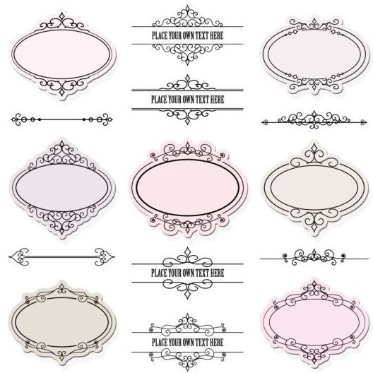 Calligraphic ornaments with floral frames vector 02