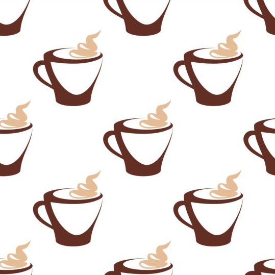 Cappuccino coffee seamless pattern vector material 01