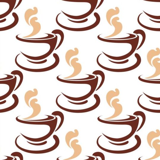 Cappuccino coffee seamless pattern vector material 02