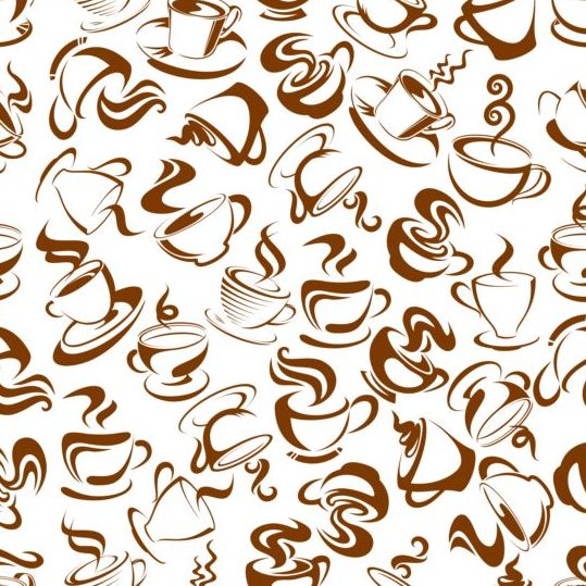 Cappuccino coffee seamless pattern vector material 03