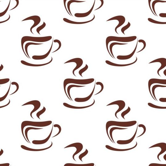 Cappuccino coffee seamless pattern vector material 04