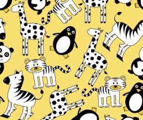 Cartoon animal seamless pattern vector