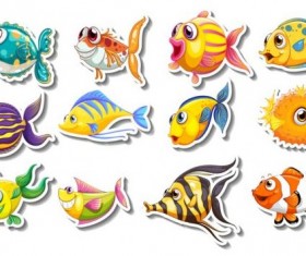 Cartoon fish stocker vector 01