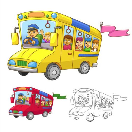 Cartoon school bus vectors free download