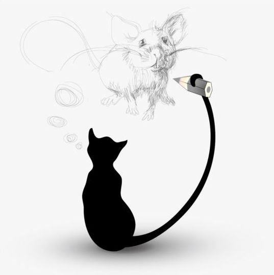 Cat silhouetter and cheese vector