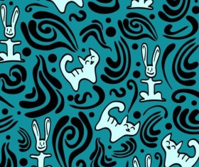 Cats and rabbits seamless pattern cartoon vector