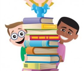 Children with books vector design 01
