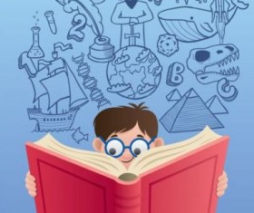 Children with books vector design 03