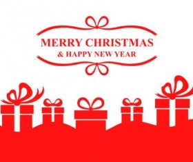 Christmas gift with bow red vector 01