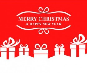 Christmas gift with bow red vector 02