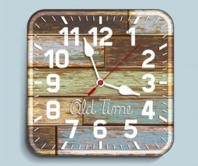 Clock old wood vector 01
