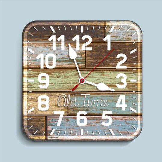 Clock old wood vector 01