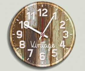 Clock old wood vector 02
