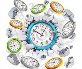 Clock with breaking wall vector