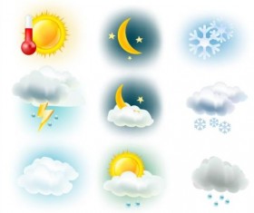 Cloud with snow and sun weather icons