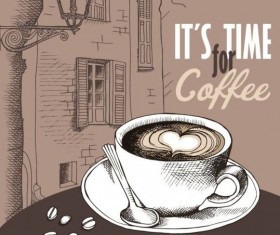 Coffee with european styles vector 01