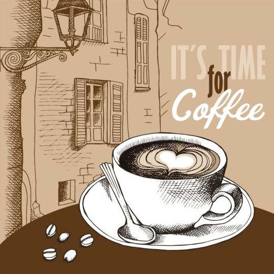Coffee with european styles vector 02