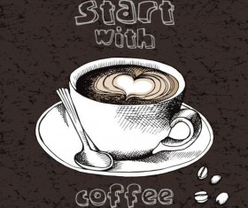 Coffee with start dark background vector