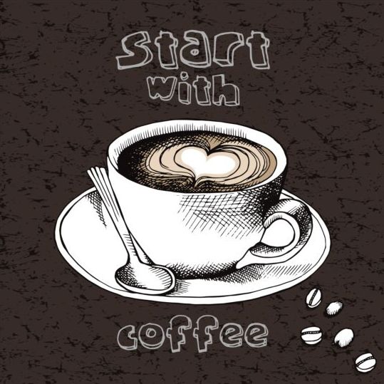 Coffee with start dark background vector