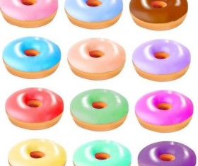 Colored donuts icons set 01