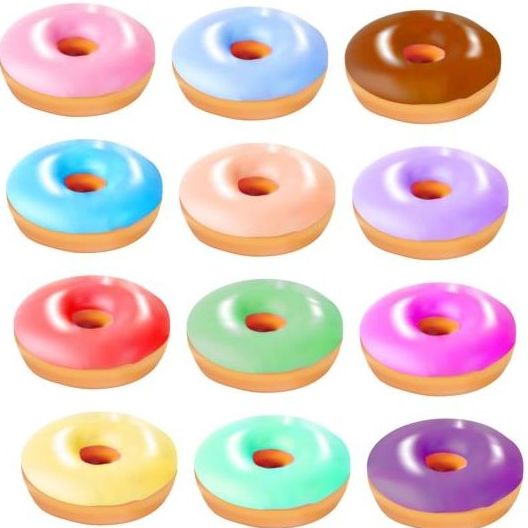 Colored donuts icons set 01
