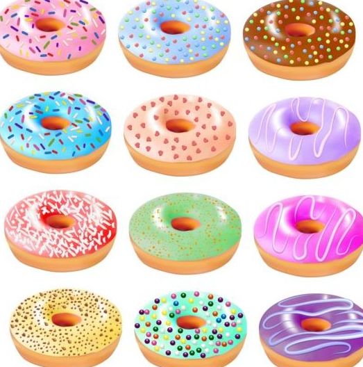 Colored donuts icons set 02