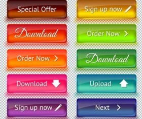 Colored glass buttons shiny vector 01