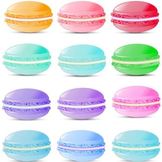 Colored macaroons icons set