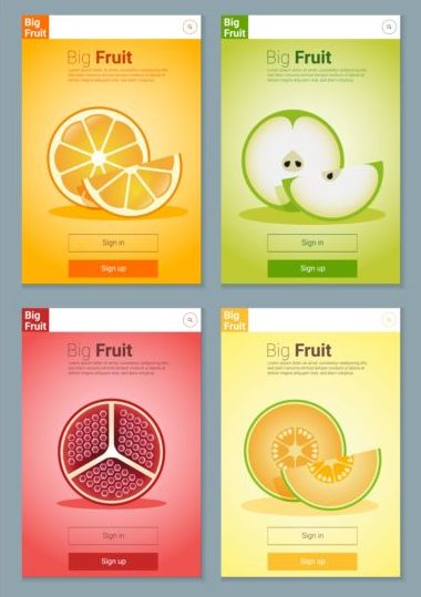 Colorful fruit app interface design vector 1