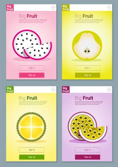 Colorful fruit app interface design vector 2