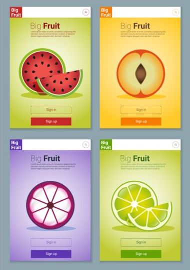 Colorful fruit app interface design vector 3