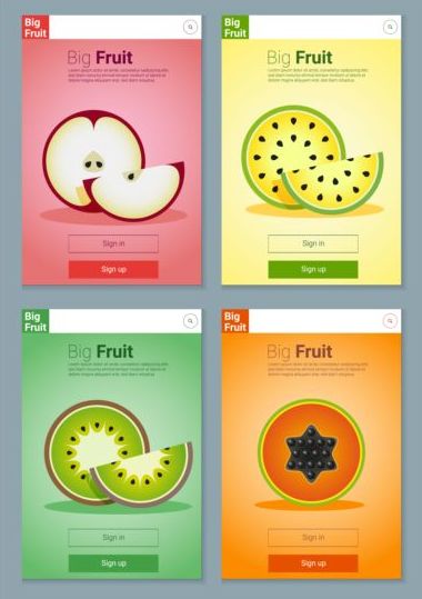 Colorful fruit app interface design vector 4