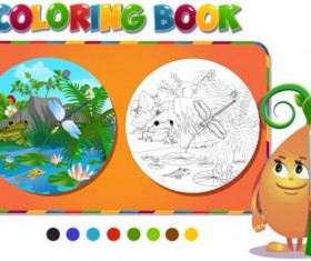 Coloring book insects with nature vector 04