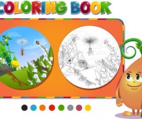 Coloring book insects with nature vector 05