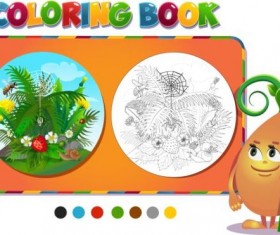 Coloring book insects with nature vector 06