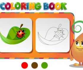 Coloring book leave with ladybird vector