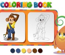 Coloring book monkey boy vector