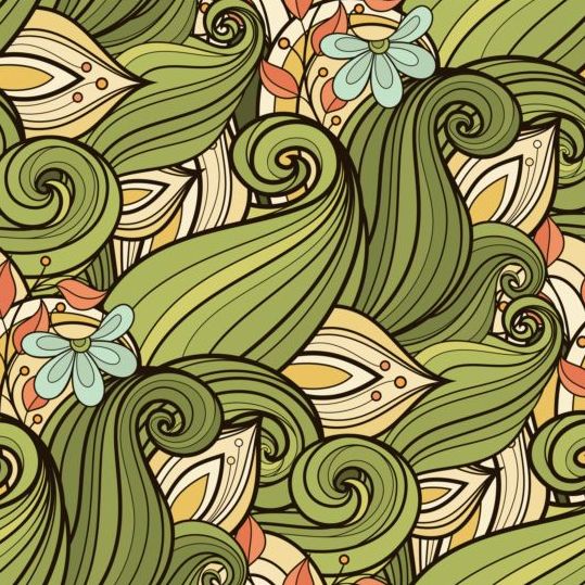 Contour floral vector seamless pattern 01