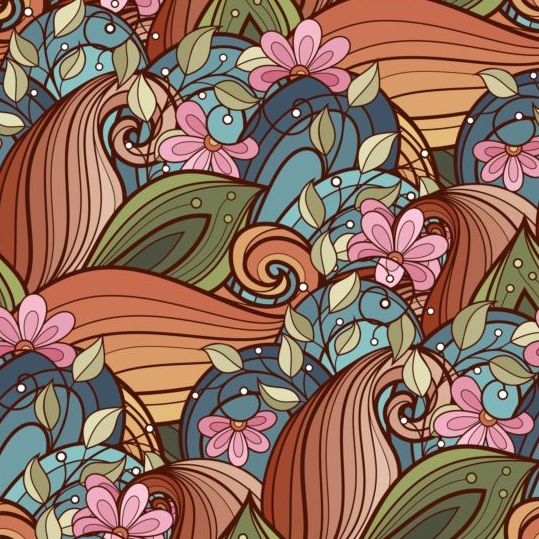 Contour floral vector seamless pattern 02