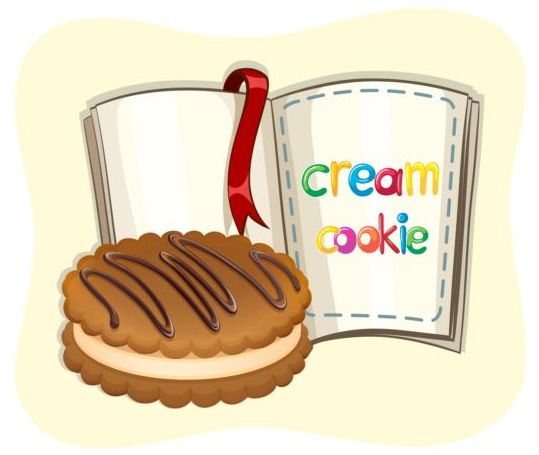 Cream cookie with book vector