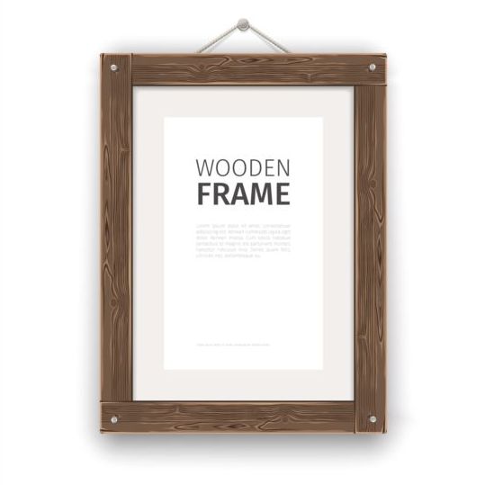 Creative wooden photo frames vector set 03