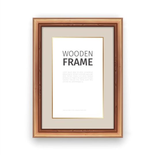 Creative wooden photo frames vector set 09