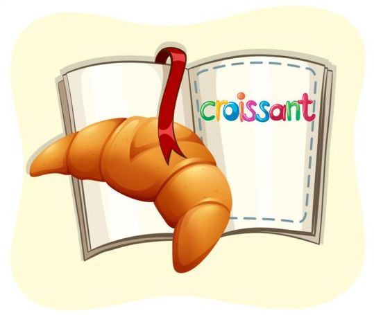 Croissant with book vector material