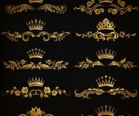 Crown with golden ornaments luxury vector 01