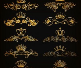Crown with golden ornaments luxury vector 02