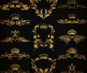 Crown with golden ornaments luxury vector 03