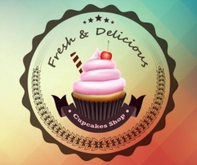 Cupcake labels design vector set 01