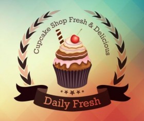 Cupcake labels design vector set 02